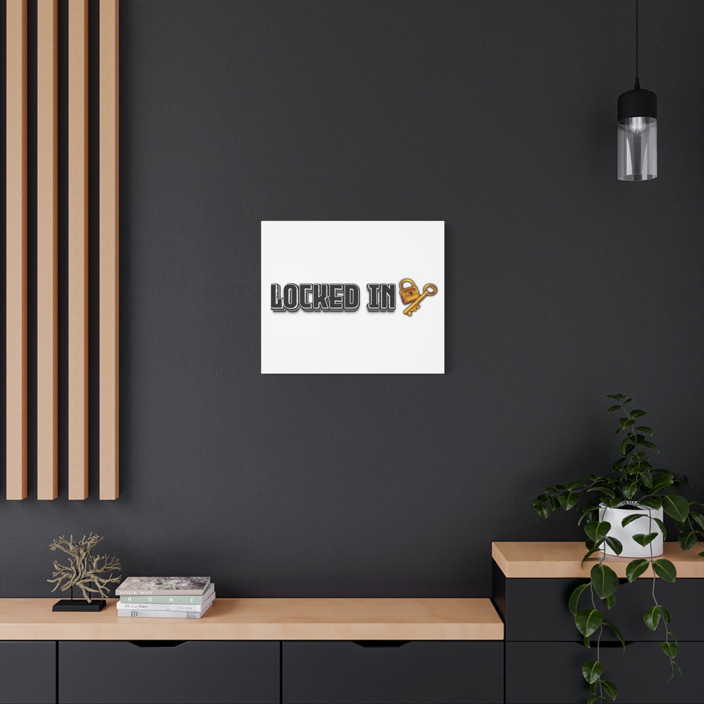 Locked In Canvas Wall Art, Key and Padlock Design, Home Decor, Gift for Homeowners, Motivational Print, Office Wall Decor