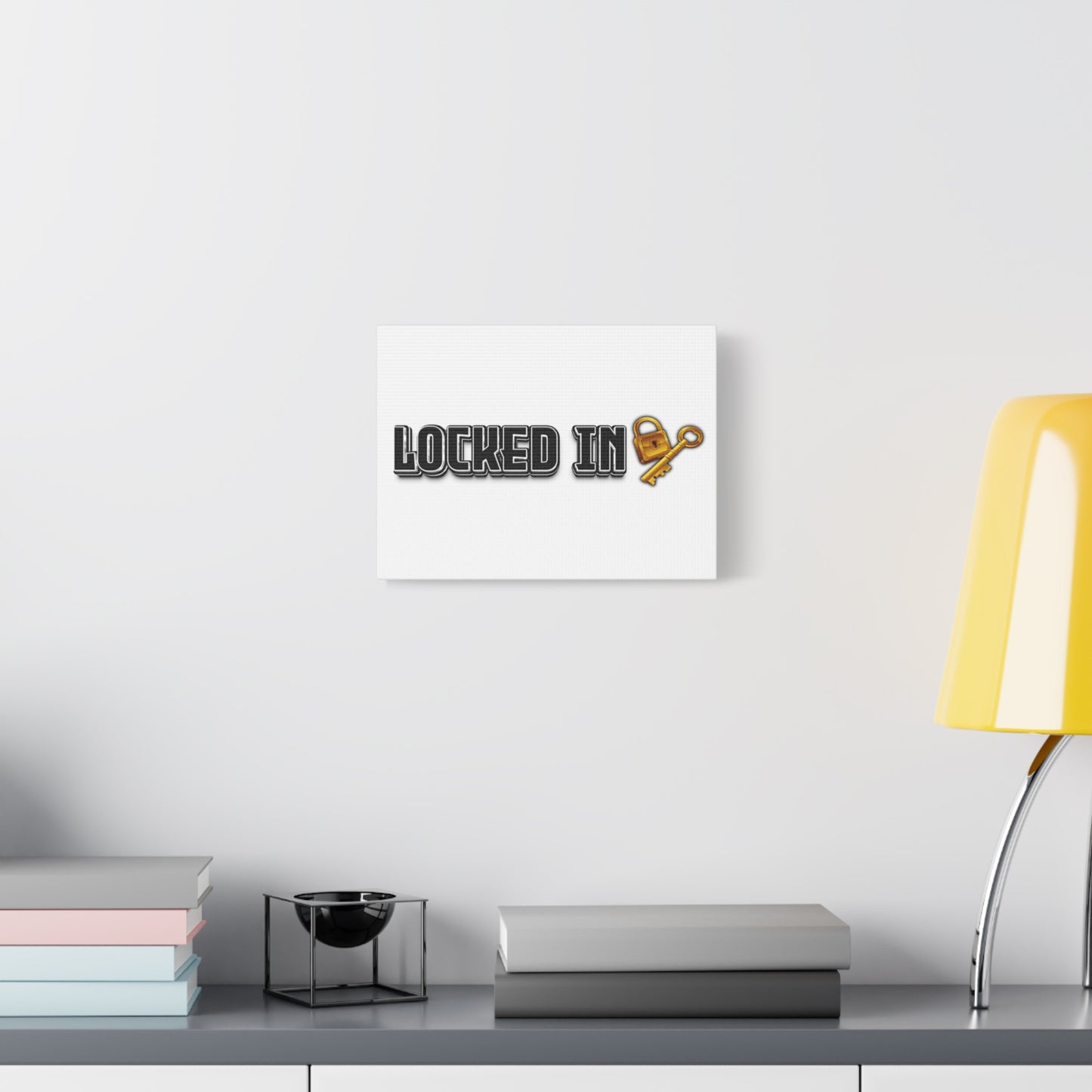 Locked In Canvas Wall Art, Key and Padlock Design, Home Decor, Gift for Homeowners, Motivational Print, Office Wall Decor