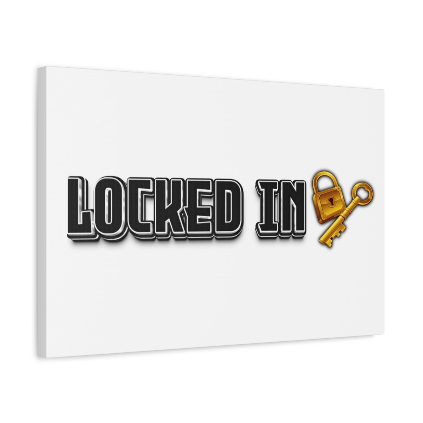Locked In Canvas Wall Art, Key and Padlock Design, Home Decor, Gift for Homeowners, Motivational Print, Office Wall Decor