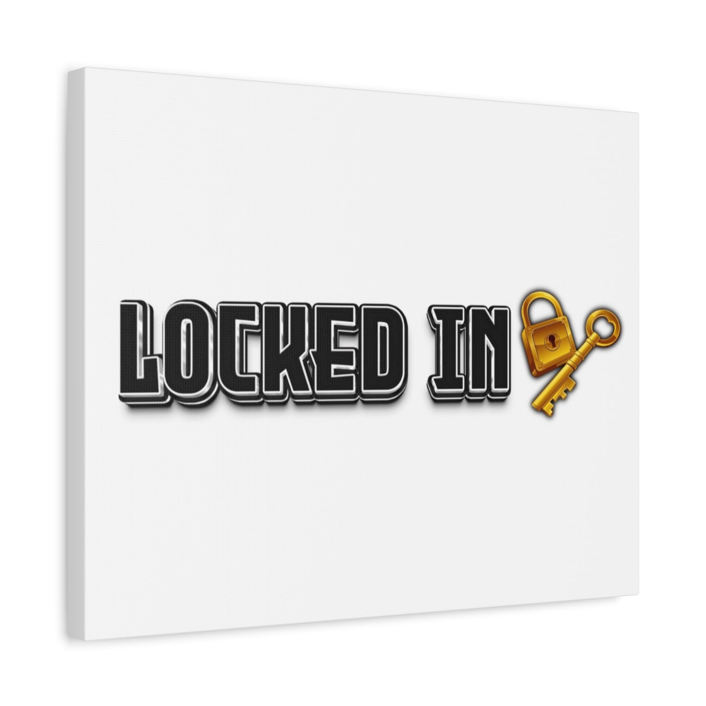 Locked In Canvas Wall Art, Key and Padlock Design, Home Decor, Gift for Homeowners, Motivational Print, Office Wall Decor