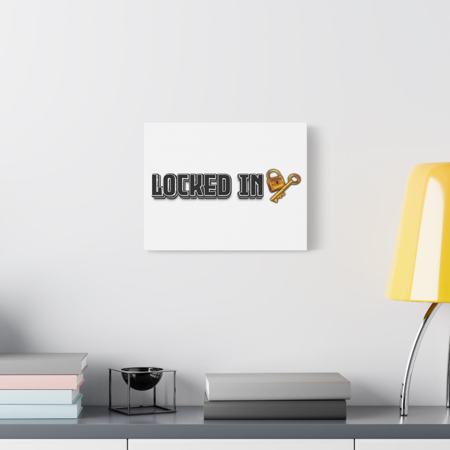 Locked In Canvas Wall Art, Key and Padlock Design, Home Decor, Gift for Homeowners, Motivational Print, Office Wall Decor