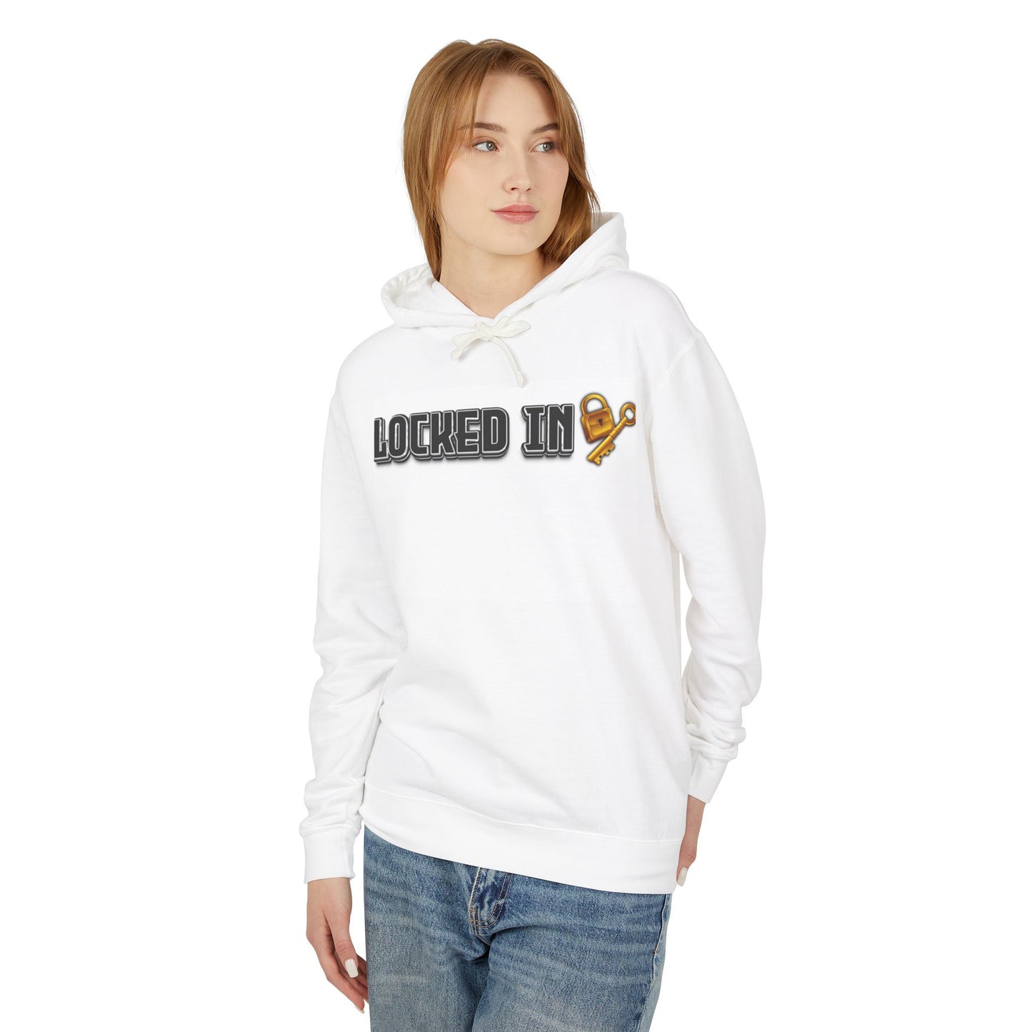 Locked In Lightweight Hooded Sweatshirt for Relaxed Lifestyle, Casual Wear, Workout Gear, Gift for Athletes, Fun Hoodie for Everyday