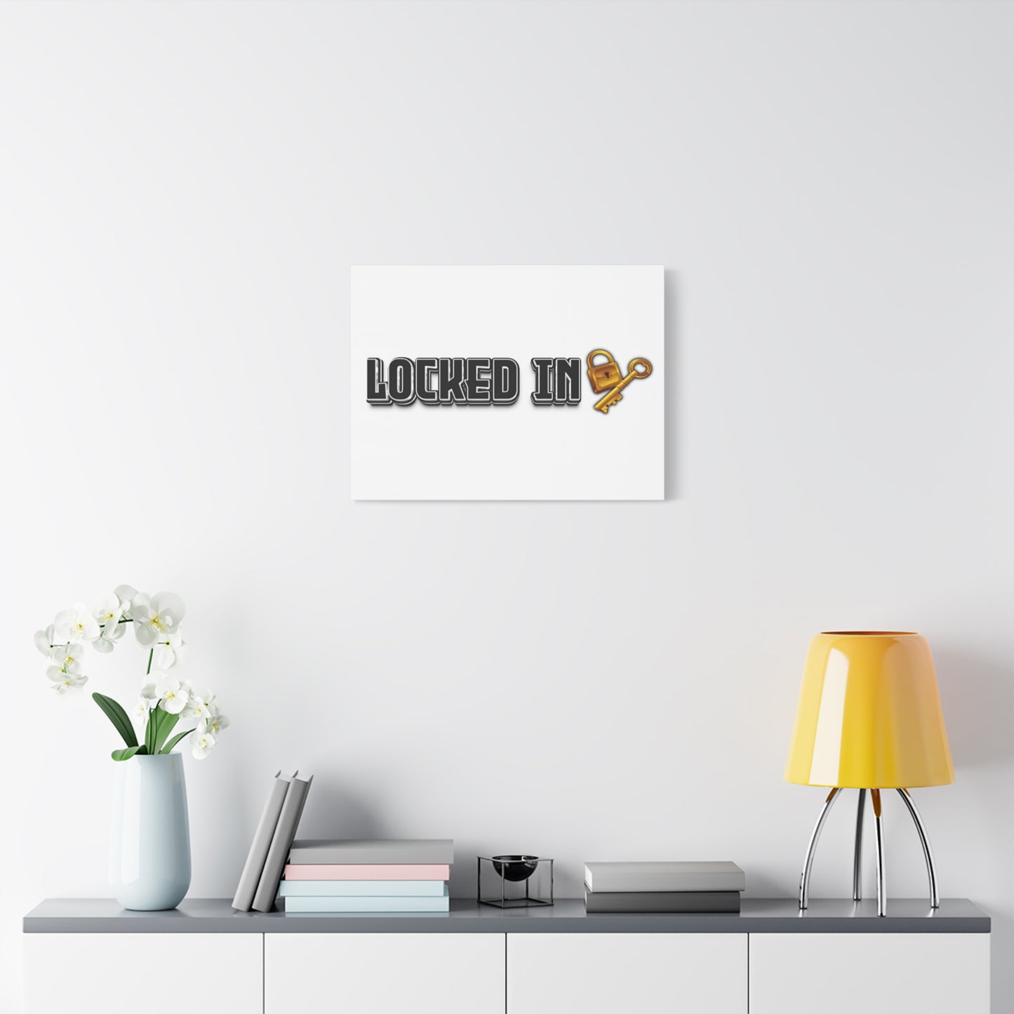 Locked In Canvas Wall Art, Key and Padlock Design, Home Decor, Gift for Homeowners, Motivational  Print, Office Wall Decor