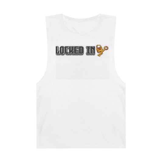 Locked In Unisex Barnard Tank - Trendy Summer Tank, Workout Tee, Gym Apparel, Casual Wear, Gift for Fitness Enthusiasts, Summer Style