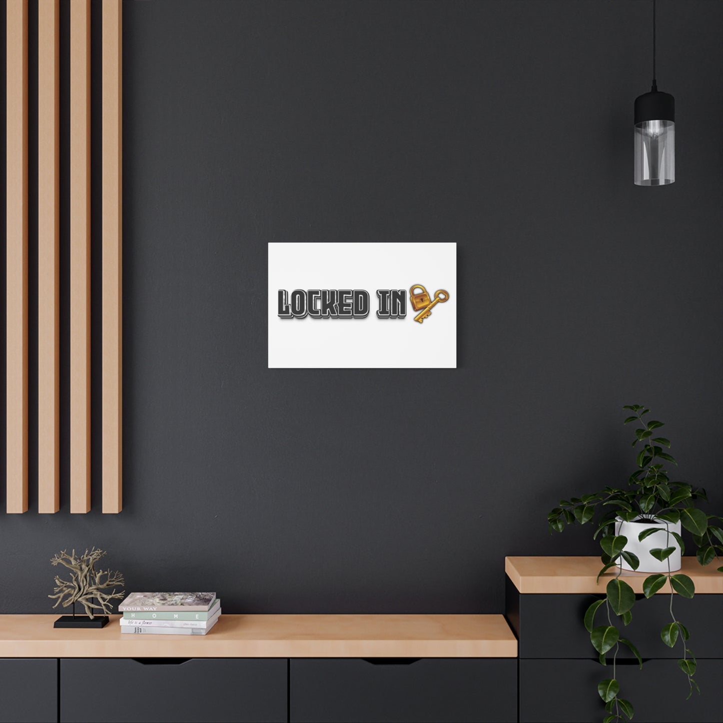 Locked In Canvas Wall Art, Key and Padlock Design, Home Decor, Gift for Homeowners, Motivational  Print, Office Wall Decor