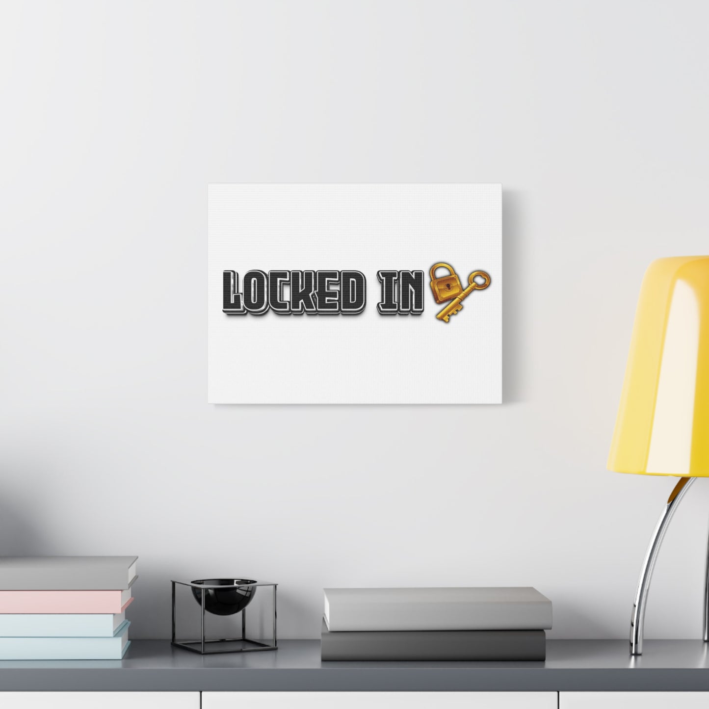 Locked In Canvas Wall Art, Key and Padlock Design, Home Decor, Gift for Homeowners, Motivational  Print, Office Wall Decor